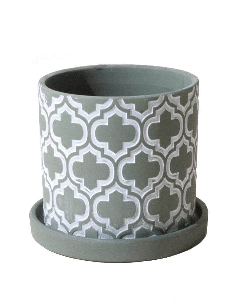 Balter Ceramic Pot And Saucer Set - Chive US Wholesale