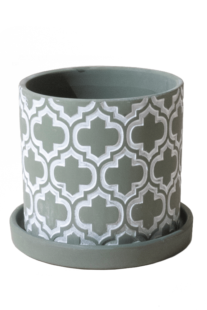 Balter Ceramic Pot And Saucer Set - Chive US Wholesale