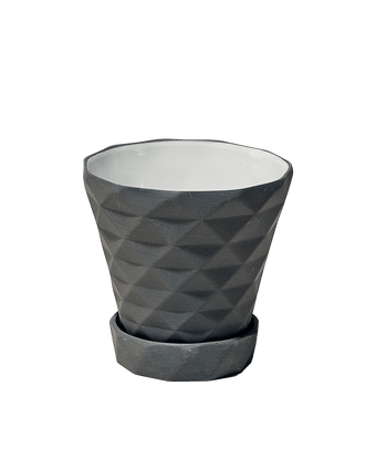 Diamond Porcelain Modern Indoor Plant Pot With Saucer - Chive US Wholesale