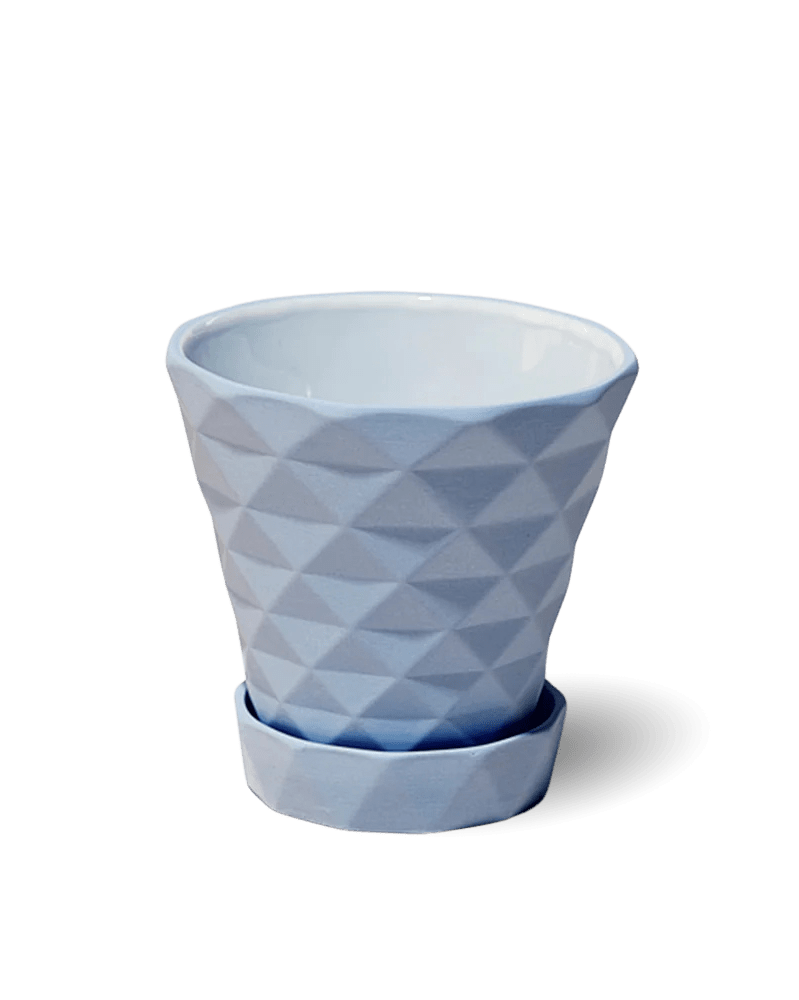 Diamond Porcelain Modern Indoor Plant Pot With Saucer - Chive US Wholesale