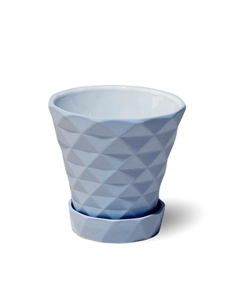 Diamond Porcelain Modern Indoor Plant Pot With Saucer - Chive US Wholesale