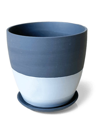 Dyad Porcelain Modern Indoor Plant Pot With Saucer - Chive US Wholesale