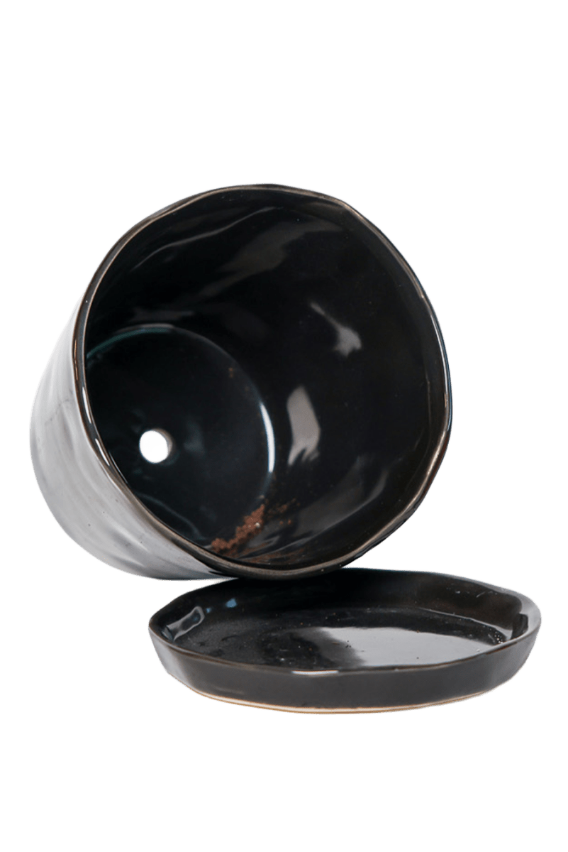 Tika Ceramic Pot & Saucer Set With Drainage - Chive US Wholesale