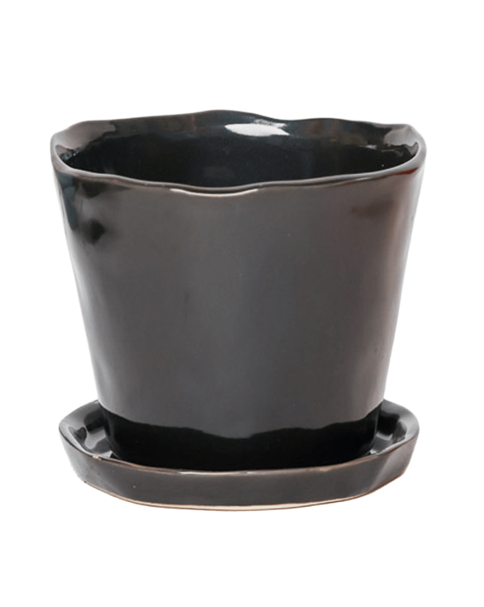 Tika Ceramic Pot & Saucer Set With Drainage - Chive US Wholesale