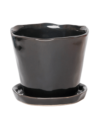 Tika Ceramic Pot & Saucer Set With Drainage - Chive US Wholesale
