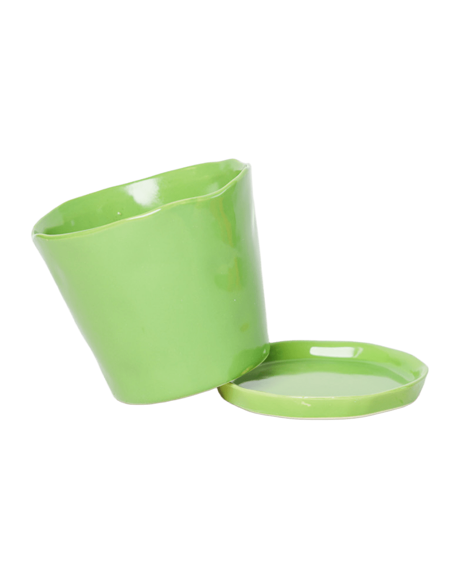 Tika Ceramic Pot & Saucer Set With Drainage - Chive US Wholesale