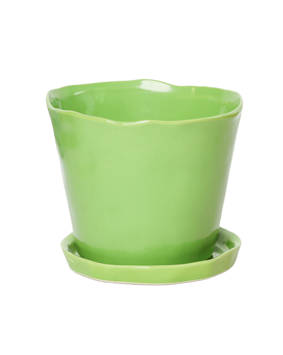 Tika Ceramic Pot & Saucer Set With Drainage - Chive US Wholesale