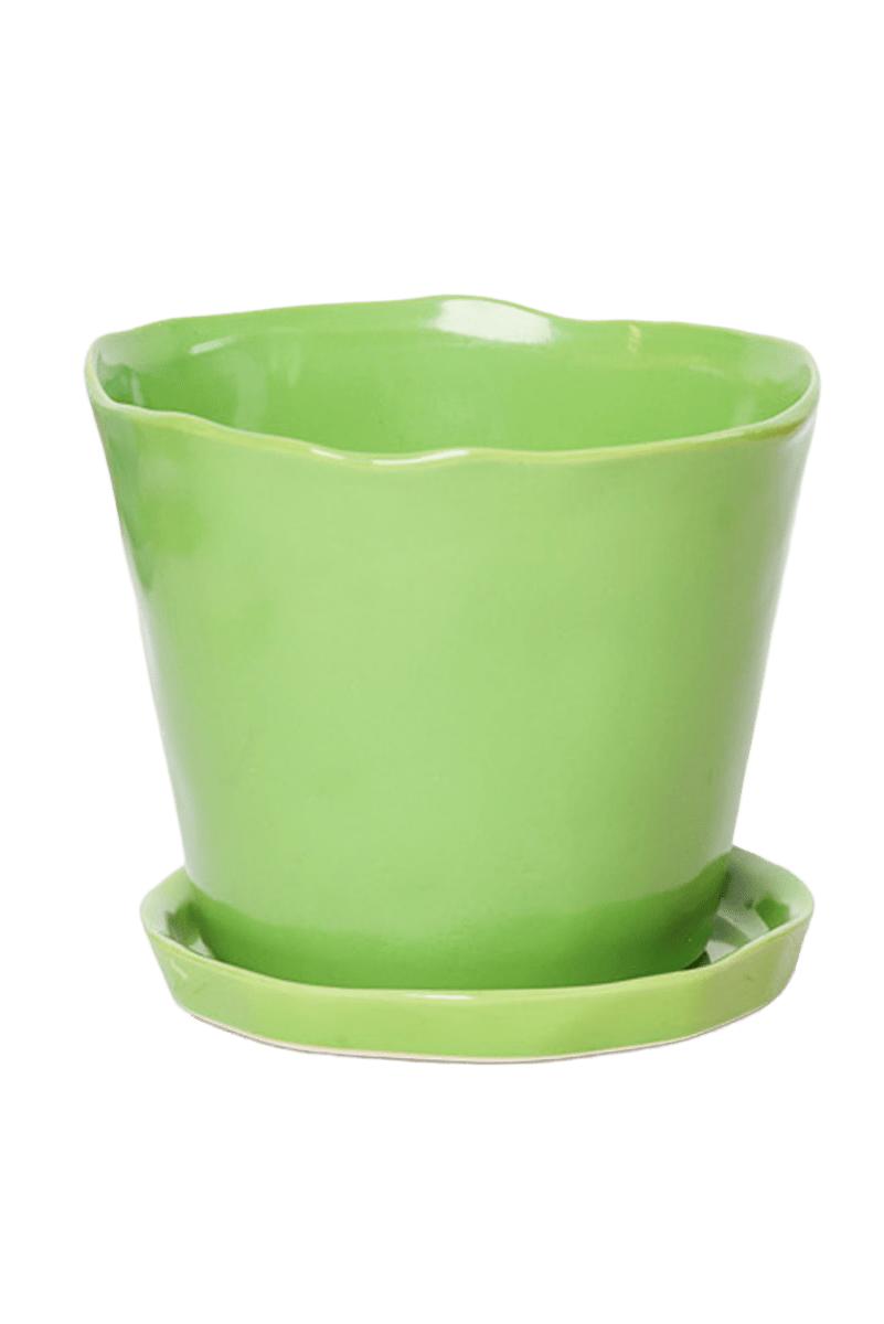Tika Ceramic Pot & Saucer Set With Drainage - Chive US Wholesale