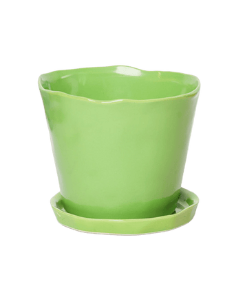 Tika Ceramic Pot & Saucer Set With Drainage - Chive US Wholesale
