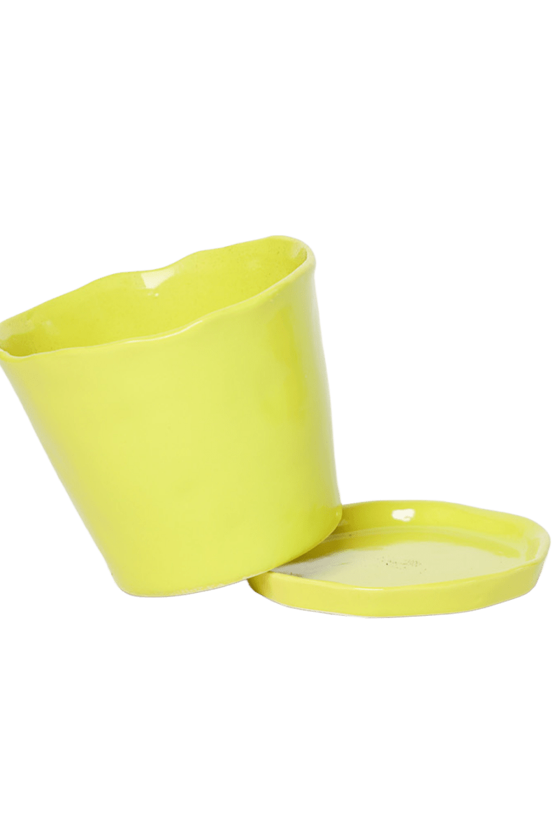 Tika Ceramic Pot & Saucer Set With Drainage - Chive US Wholesale