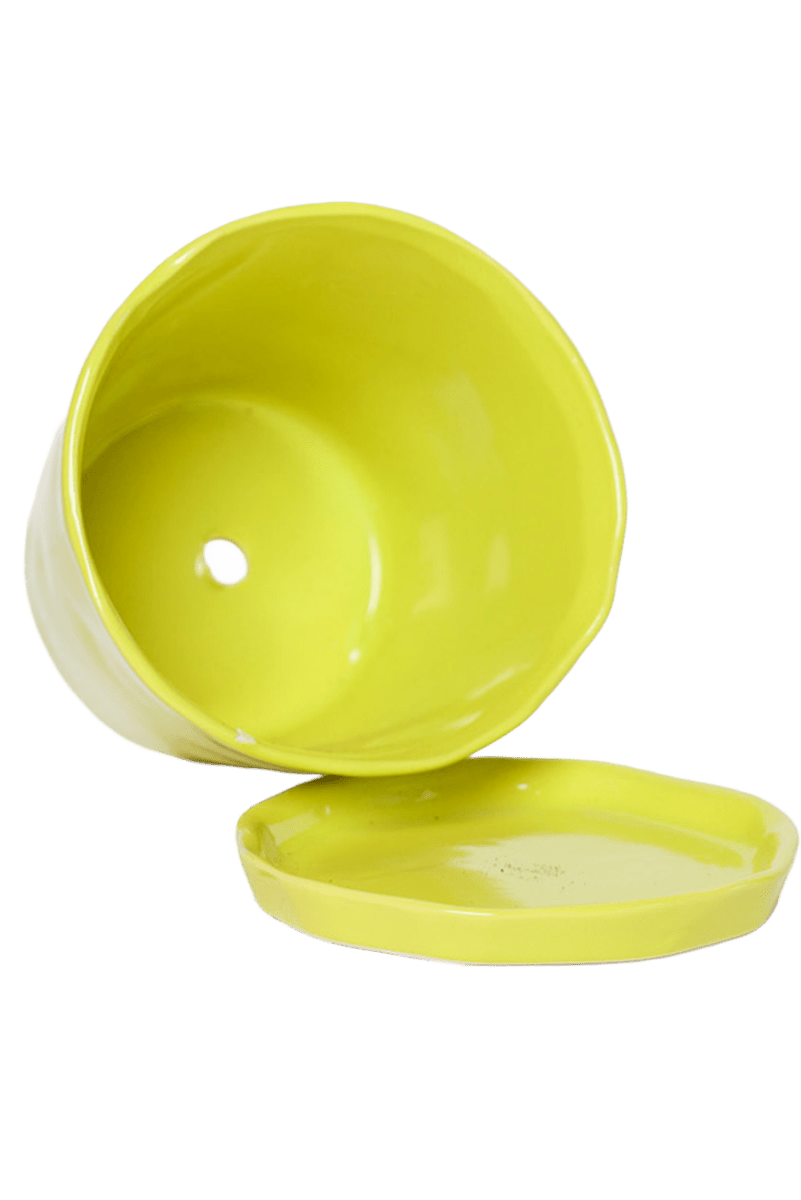 Tika Ceramic Pot & Saucer Set With Drainage - Chive US Wholesale