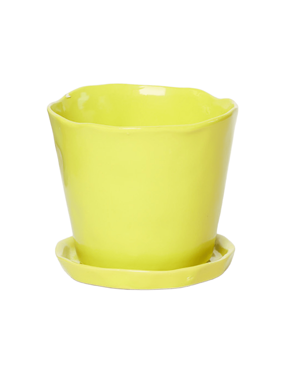 Tika Ceramic Pot & Saucer Set With Drainage - Chive US Wholesale