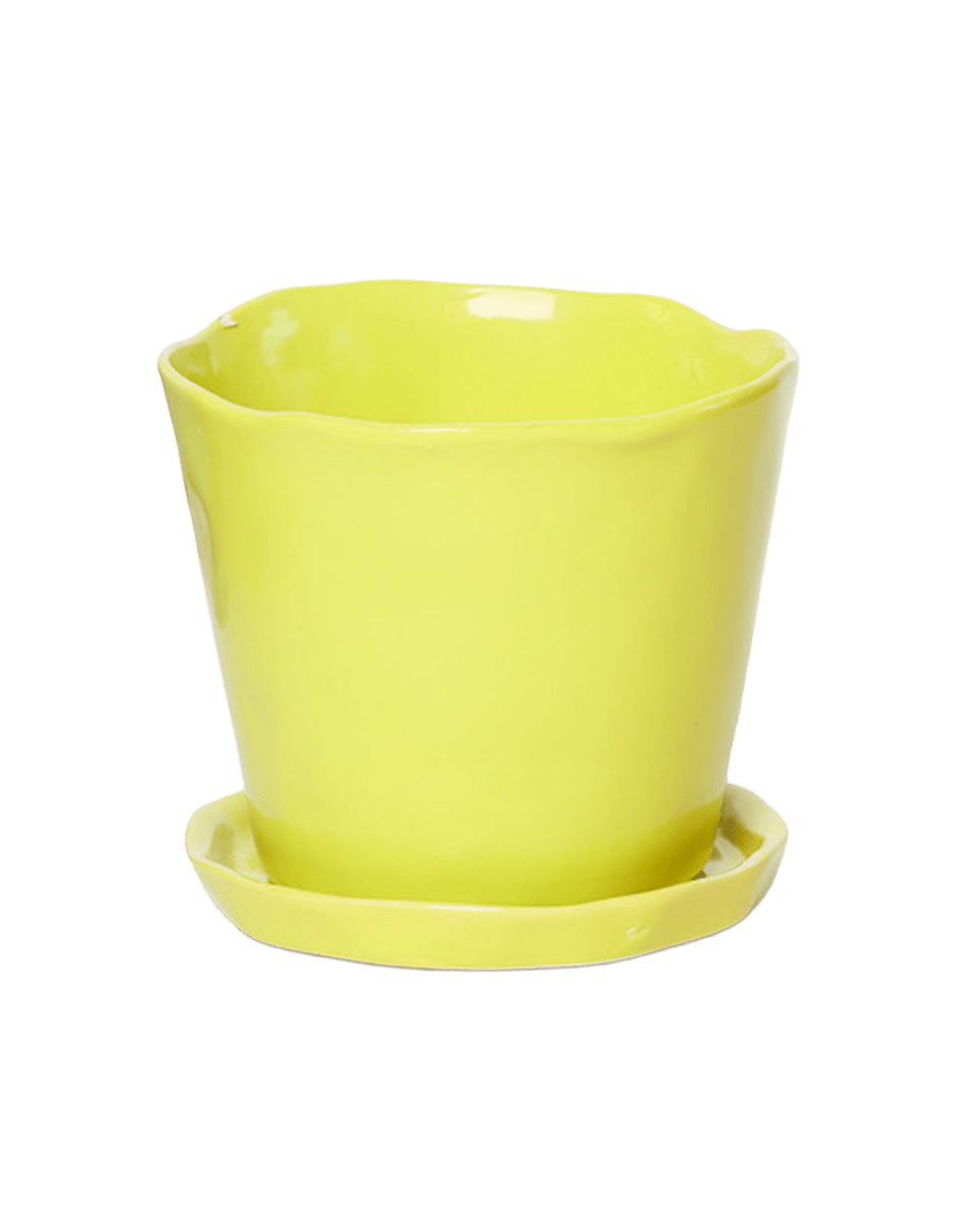 Tika Ceramic Pot & Saucer Set With Drainage - Chive US Wholesale