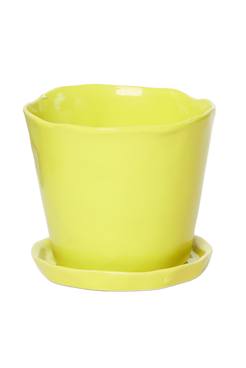 Tika Ceramic Pot & Saucer Set With Drainage - Chive US Wholesale