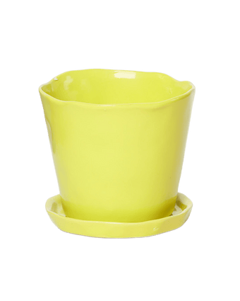 Tika Ceramic Pot & Saucer Set With Drainage - Chive US Wholesale