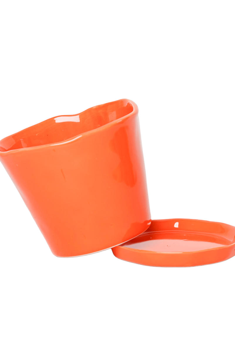 Tika Ceramic Pot & Saucer Set With Drainage - Chive US Wholesale