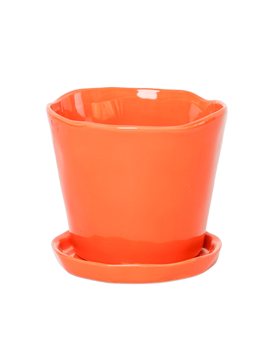 Tika Ceramic Pot & Saucer Set With Drainage - Chive US Wholesale