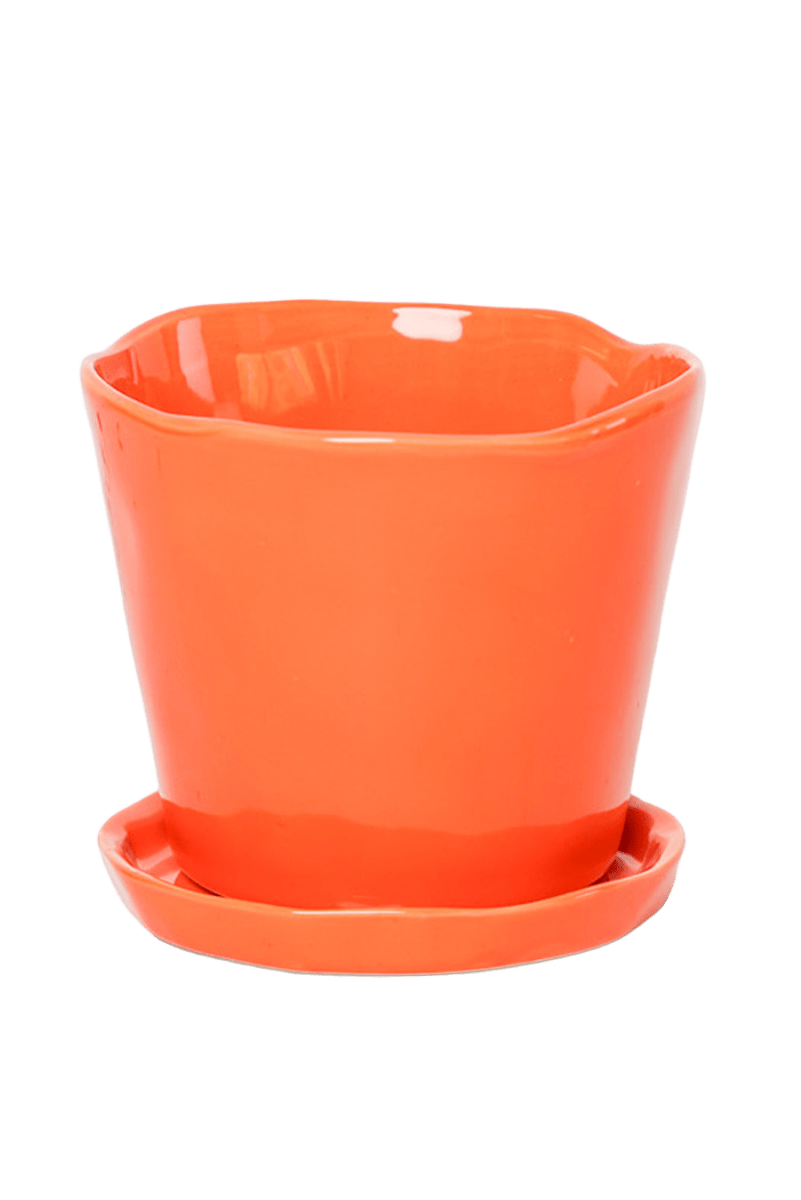 Tika Ceramic Pot & Saucer Set With Drainage - Chive US Wholesale