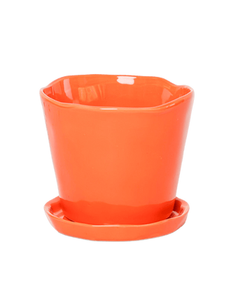 Tika Ceramic Pot & Saucer Set With Drainage - Chive US Wholesale