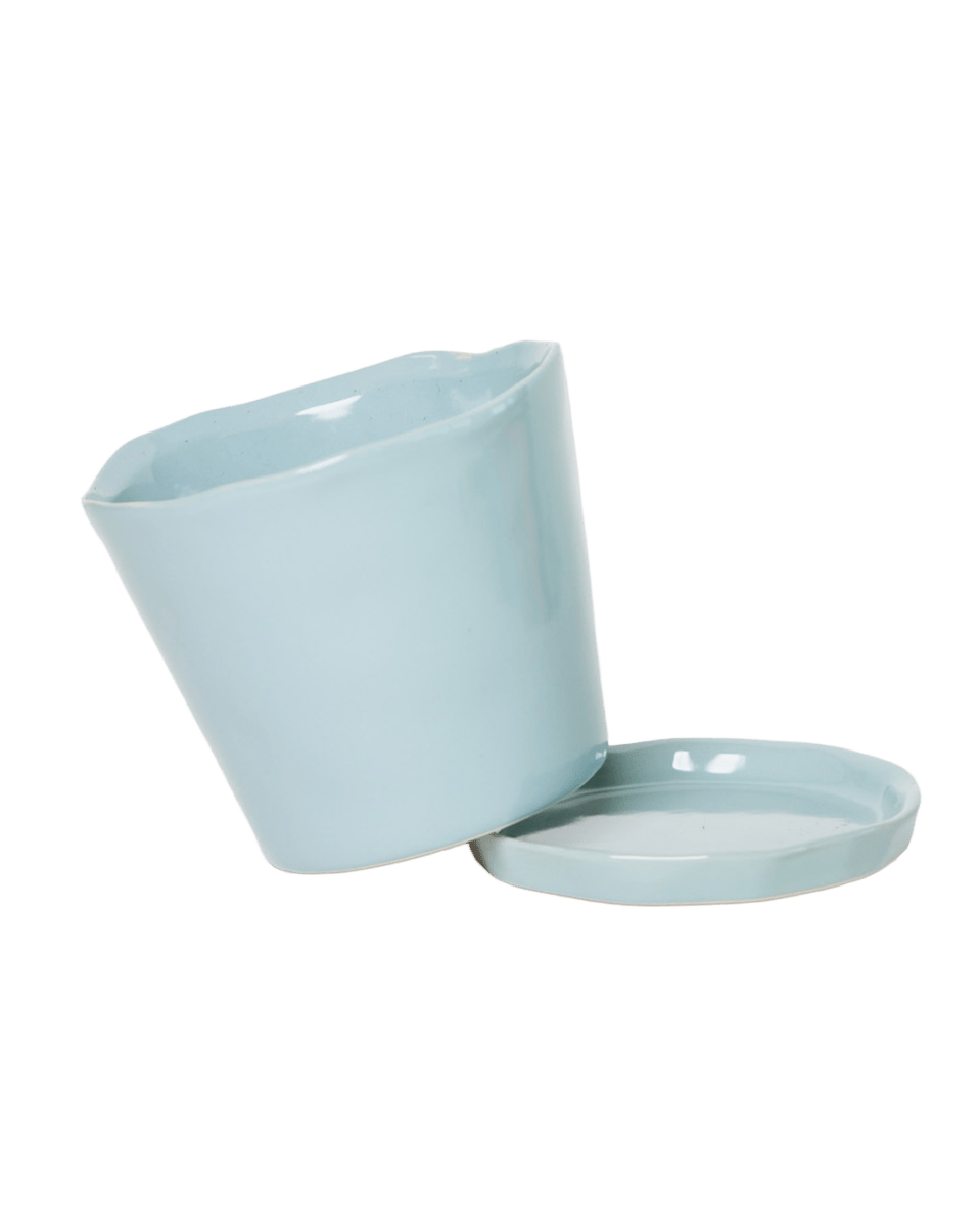 Tika Ceramic Pot & Saucer Set With Drainage - Chive US Wholesale