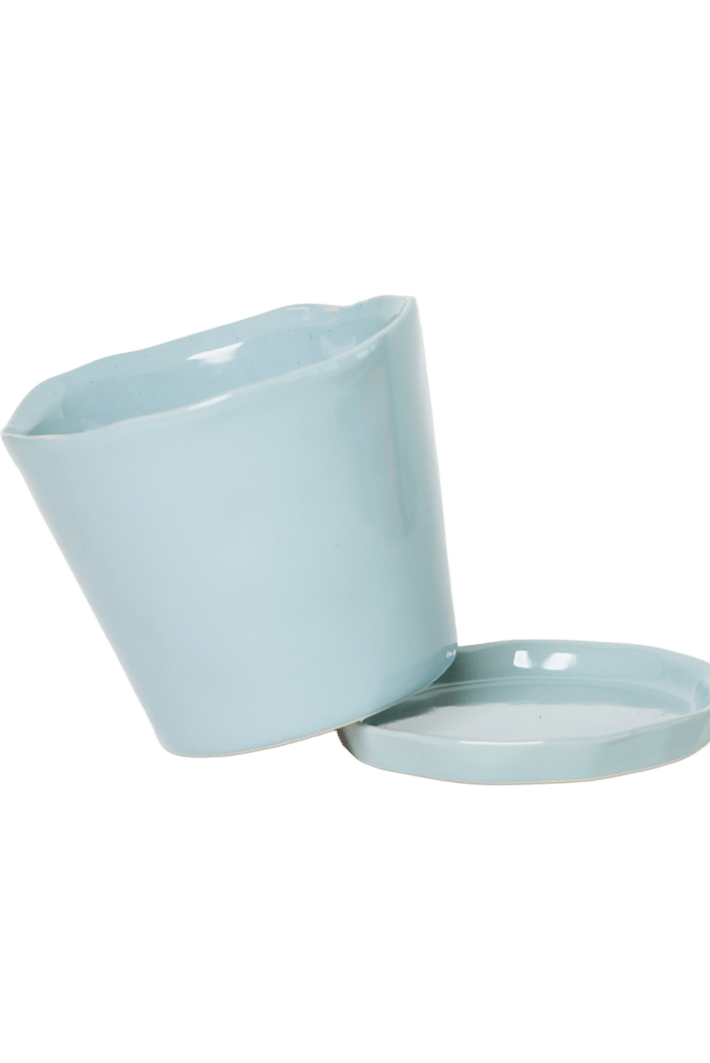 Tika Ceramic Pot & Saucer Set With Drainage - Chive US Wholesale