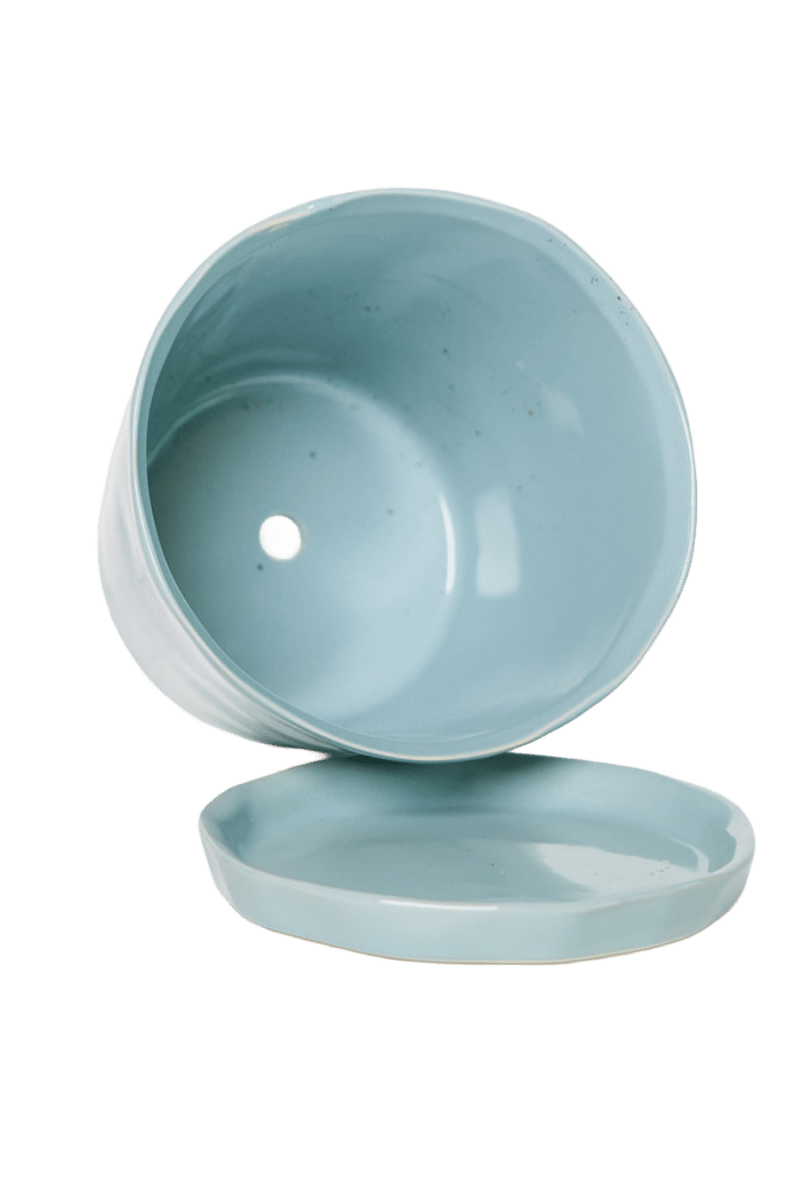 Tika Ceramic Pot & Saucer Set With Drainage - Chive US Wholesale