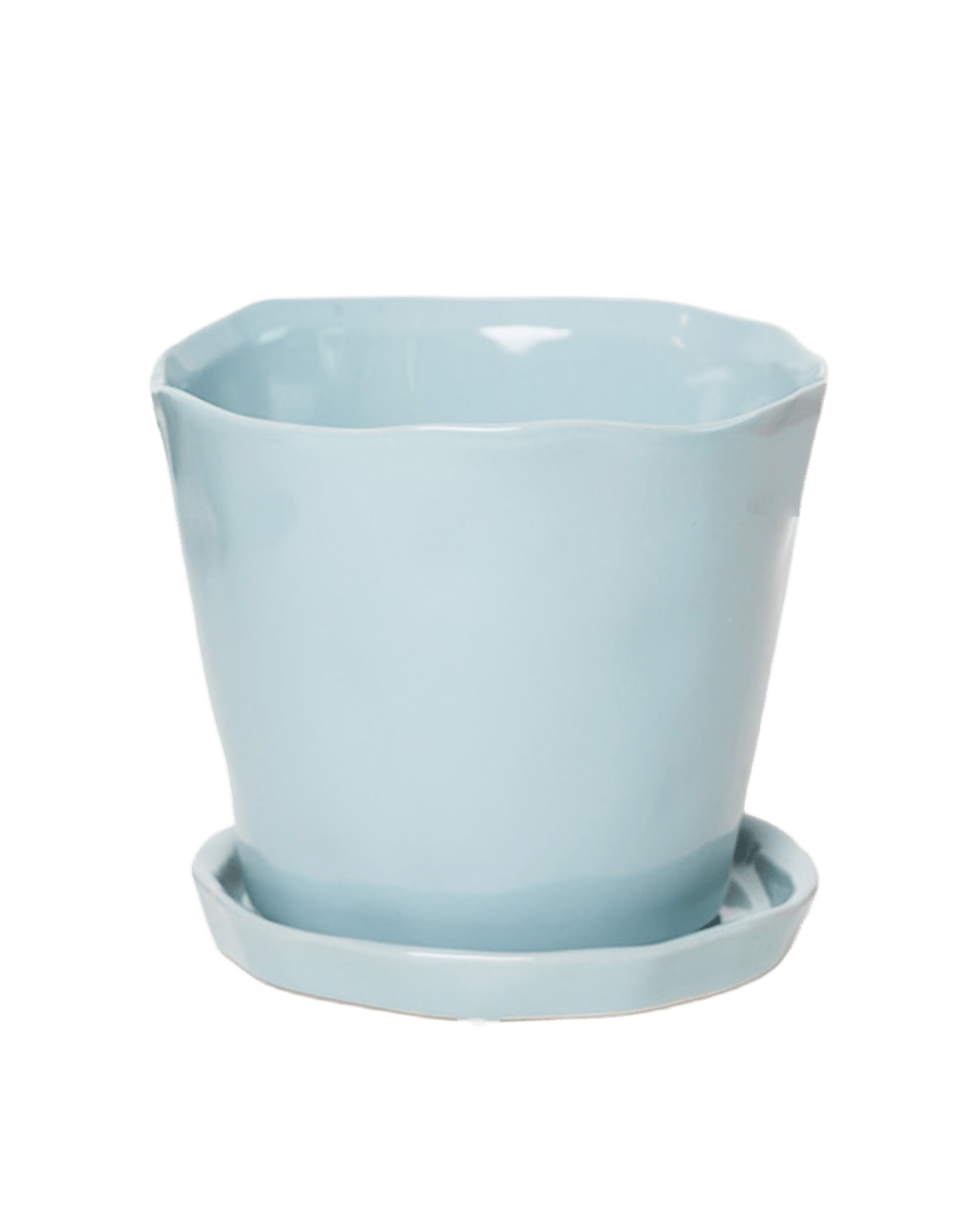 Tika Ceramic Pot & Saucer Set With Drainage - Chive US Wholesale