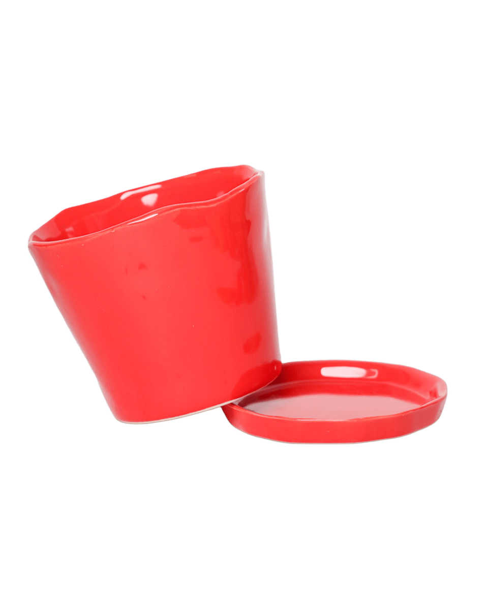 Tika Ceramic Pot & Saucer Set With Drainage - Chive US Wholesale
