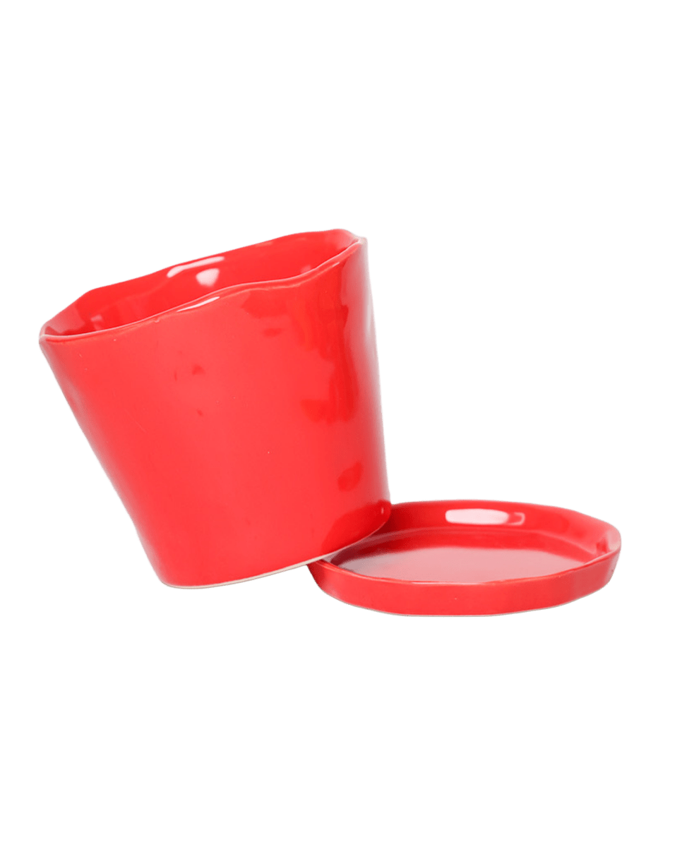 Tika Ceramic Pot & Saucer Set With Drainage - Chive US Wholesale