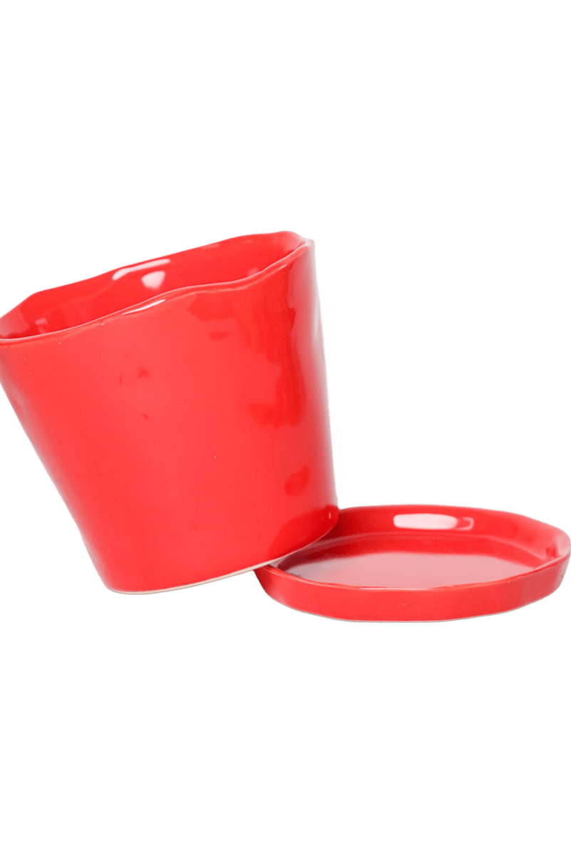 Tika Ceramic Pot & Saucer Set With Drainage - Chive US Wholesale