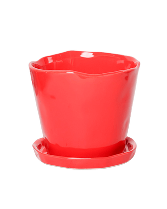 Tika Ceramic Pot & Saucer Set With Drainage - Chive US Wholesale
