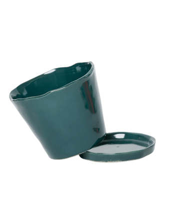 Tika Ceramic Pot & Saucer Set With Drainage - Chive US Wholesale