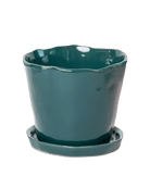 Tika Ceramic Pot & Saucer Set With Drainage - Chive US Wholesale