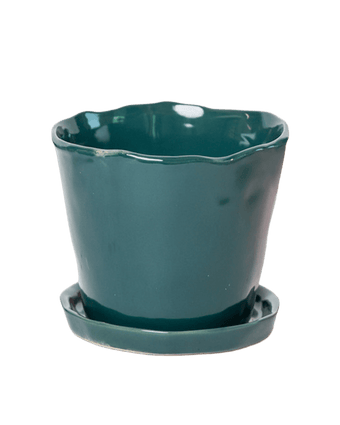 Tika Ceramic Pot & Saucer Set With Drainage - Chive US Wholesale