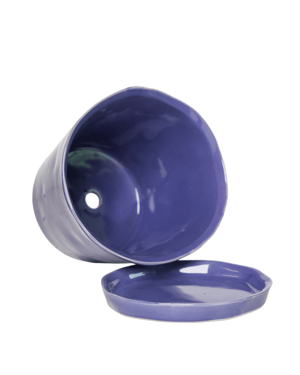 Tika Ceramic Pot & Saucer Set With Drainage - Chive US Wholesale