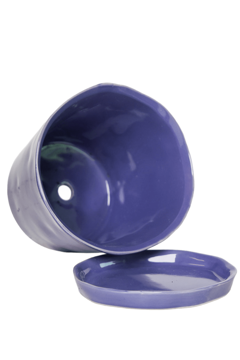 Tika Ceramic Pot & Saucer Set With Drainage - Chive US Wholesale