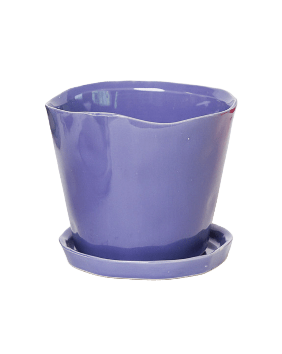 Tika Ceramic Pot & Saucer Set With Drainage - Chive US Wholesale