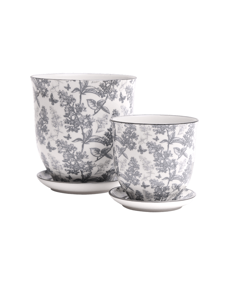 Liberte Porcelain Pot And Saucer Set With Drainage - Chive US Wholesale