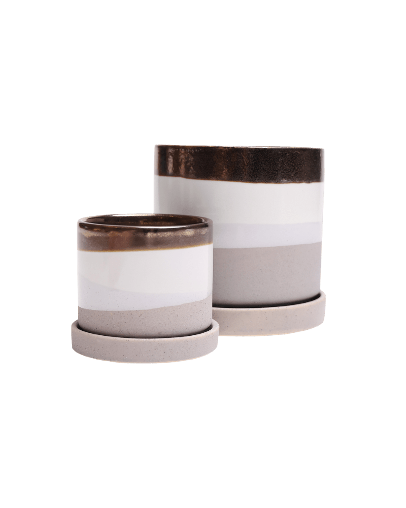 Minute Ceramic Pot And Saucer Set With Drainage - Chive US Wholesale