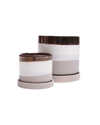 Minute Ceramic Pot And Saucer Set With Drainage - Chive US Wholesale