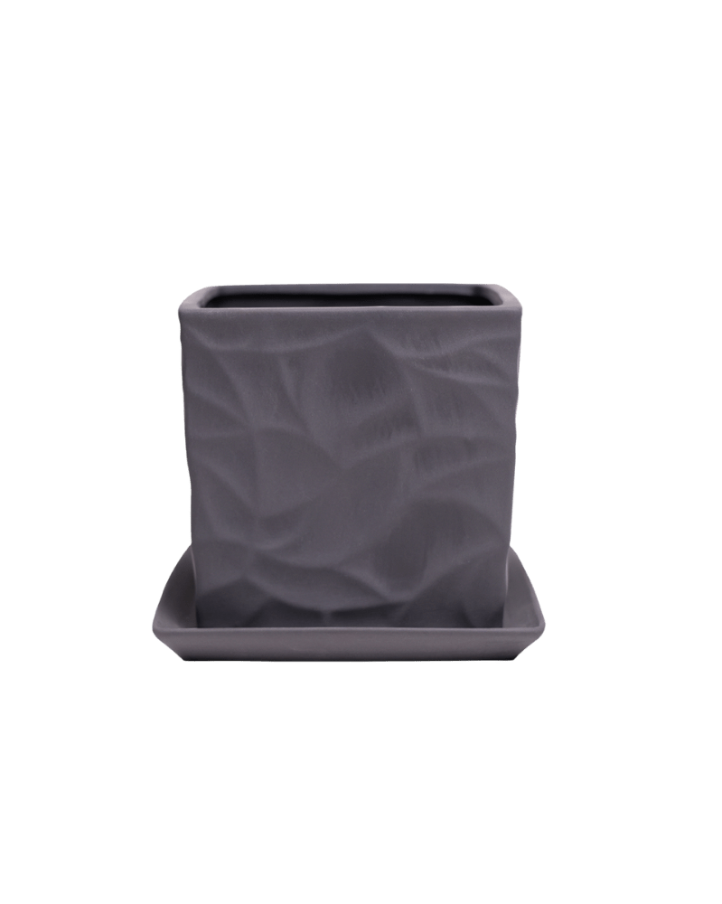 Virago 5" Porcelain Pot With Drainage Hole And Saucer - Chive US Wholesale