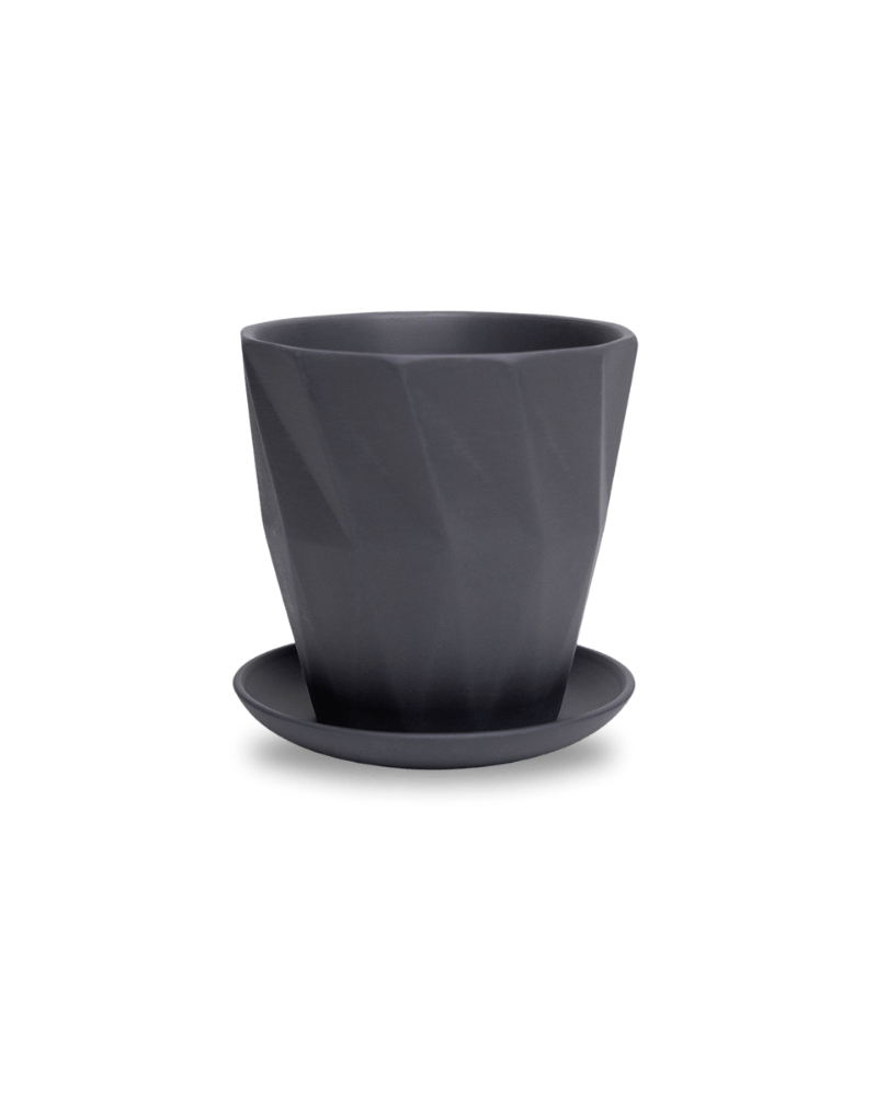 Virago 5" Porcelain Pot With Drainage Hole And Saucer - Chive US Wholesale