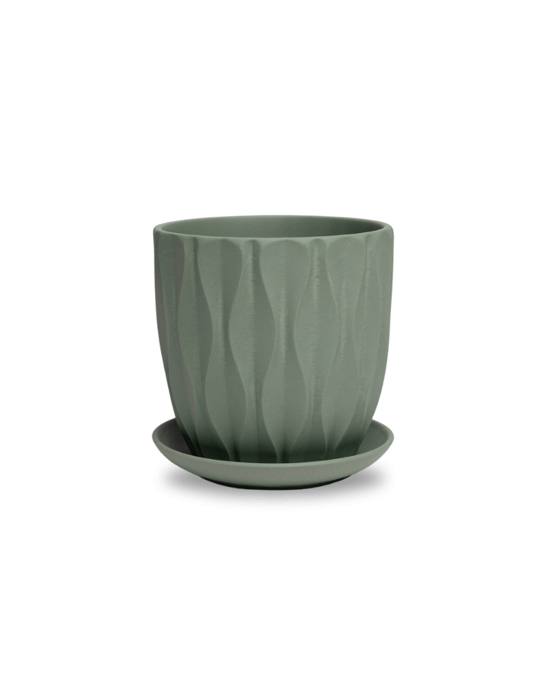 Virago 5" Porcelain Pot With Drainage Hole And Saucer - Chive US Wholesale