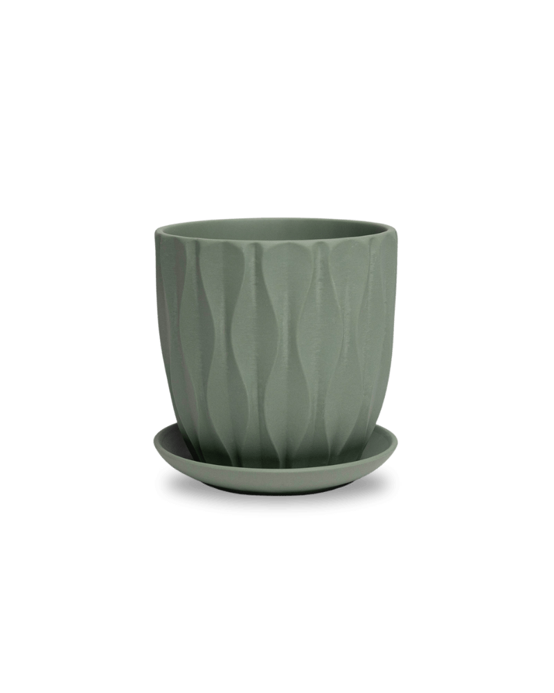 Virago 5" Porcelain Pot With Drainage Hole And Saucer - Chive US Wholesale