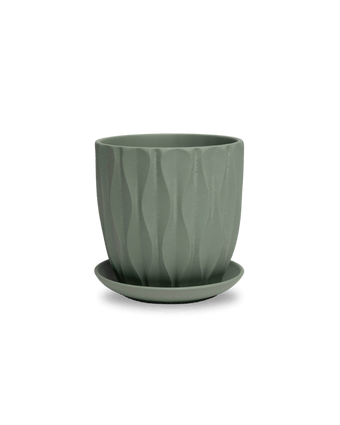 Virago 5" Porcelain Pot With Drainage Hole And Saucer - Chive US Wholesale