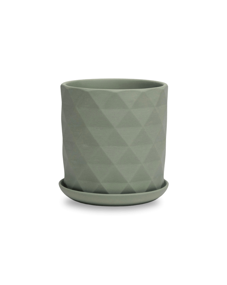 Virago 5" Porcelain Pot With Drainage Hole And Saucer - Chive US Wholesale