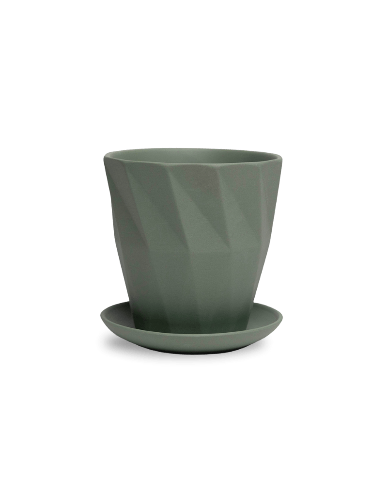 Virago 5" Porcelain Pot With Drainage Hole And Saucer - Chive US Wholesale