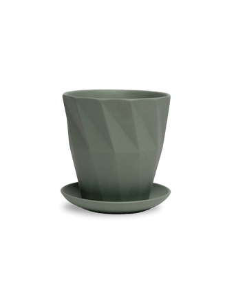 Virago 5" Porcelain Pot With Drainage Hole And Saucer - Chive US Wholesale