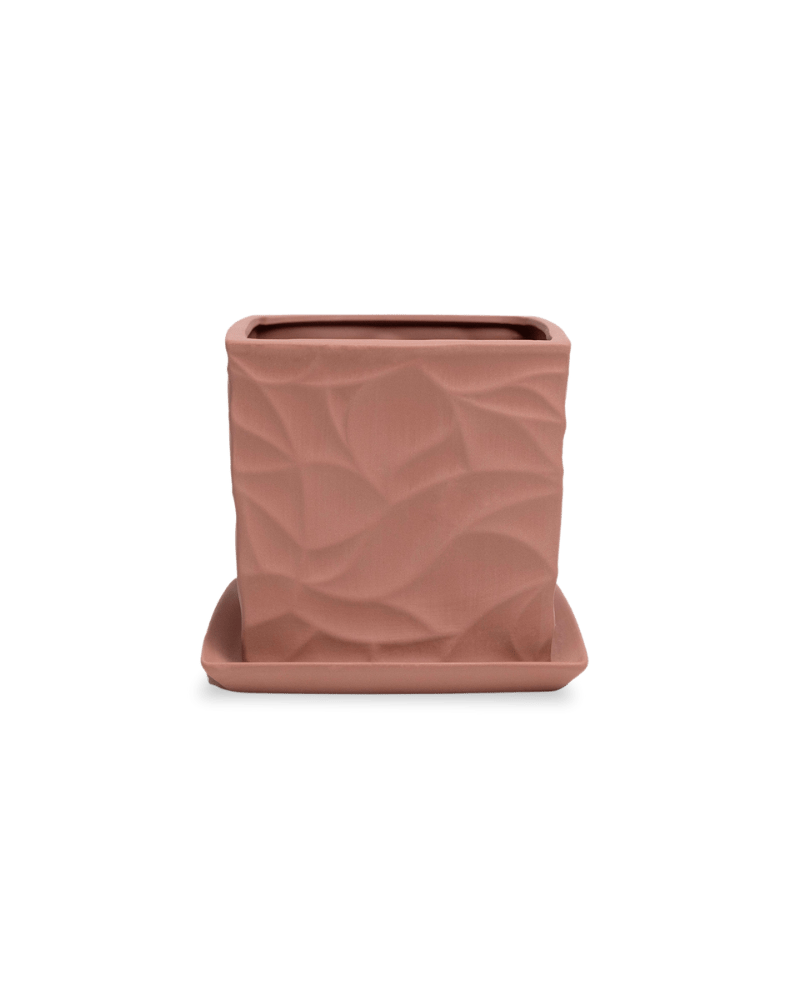 Virago 5" Porcelain Pot With Drainage Hole And Saucer - Chive US Wholesale