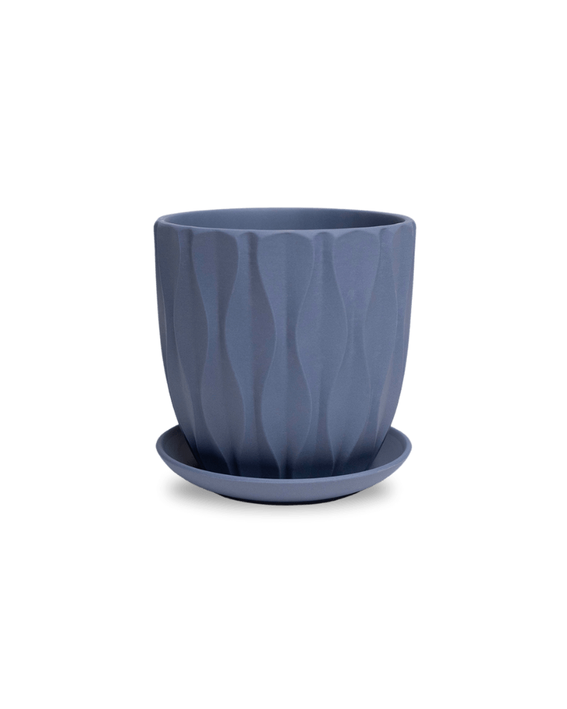 Virago 5" Porcelain Pot With Drainage Hole And Saucer - Chive US Wholesale